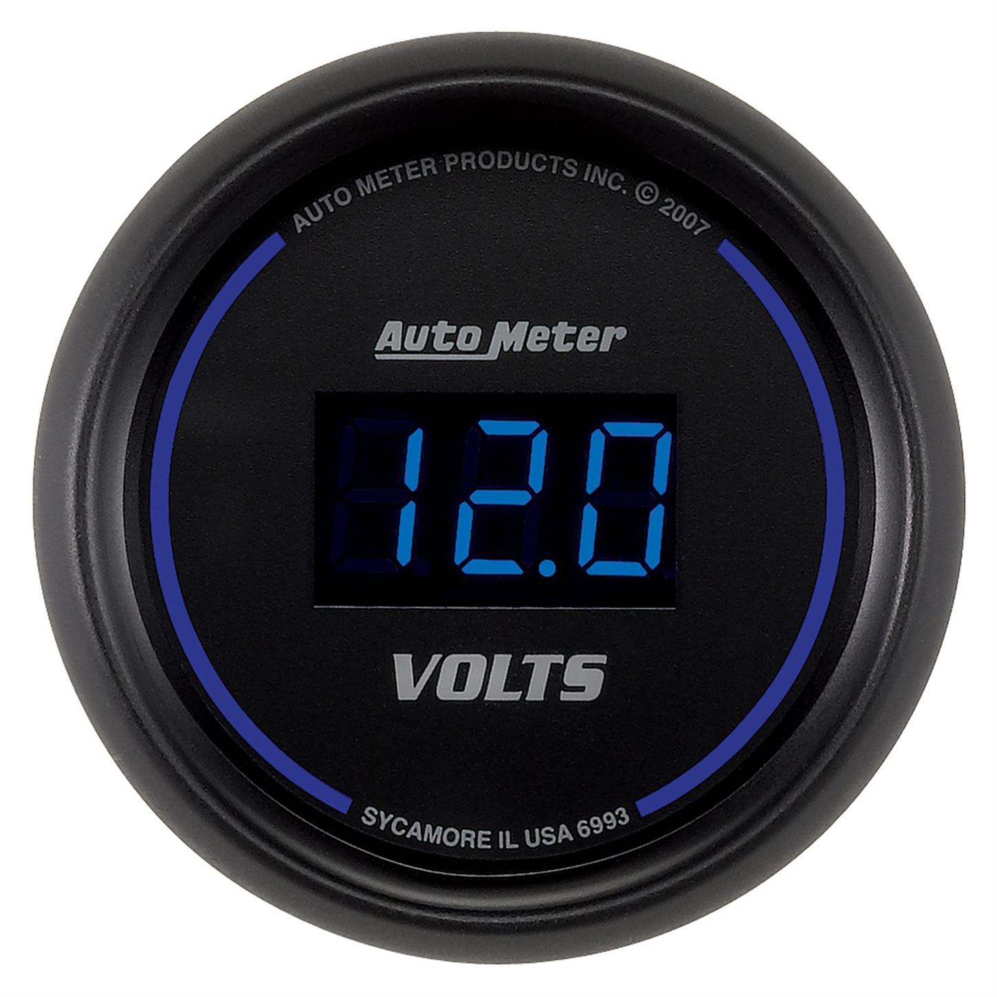 AutoMeter 6993 Cobalt Digital Voltmeter Gauge, 2-1/16 Inch, 18V