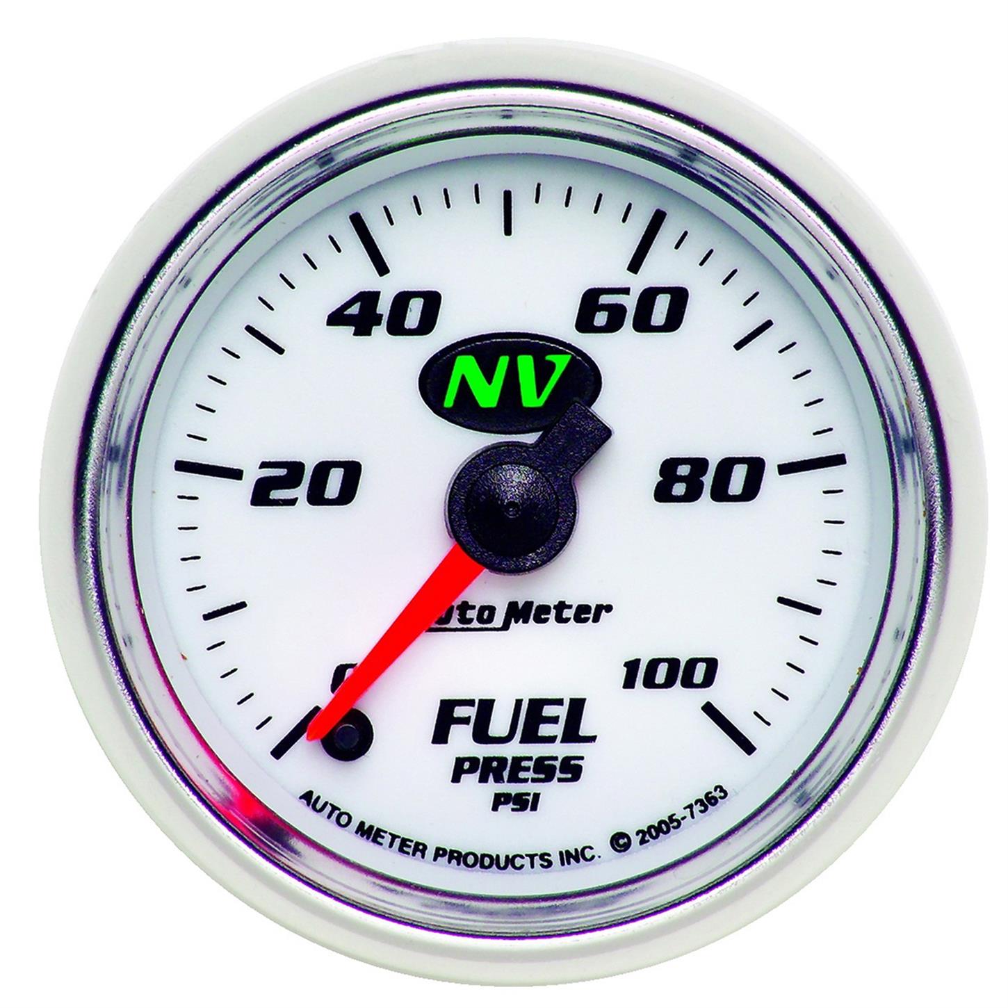 AutoMeter 7363 Fuel Pressure Gauge, 2 1/16 Inch, 100PSI, NV
