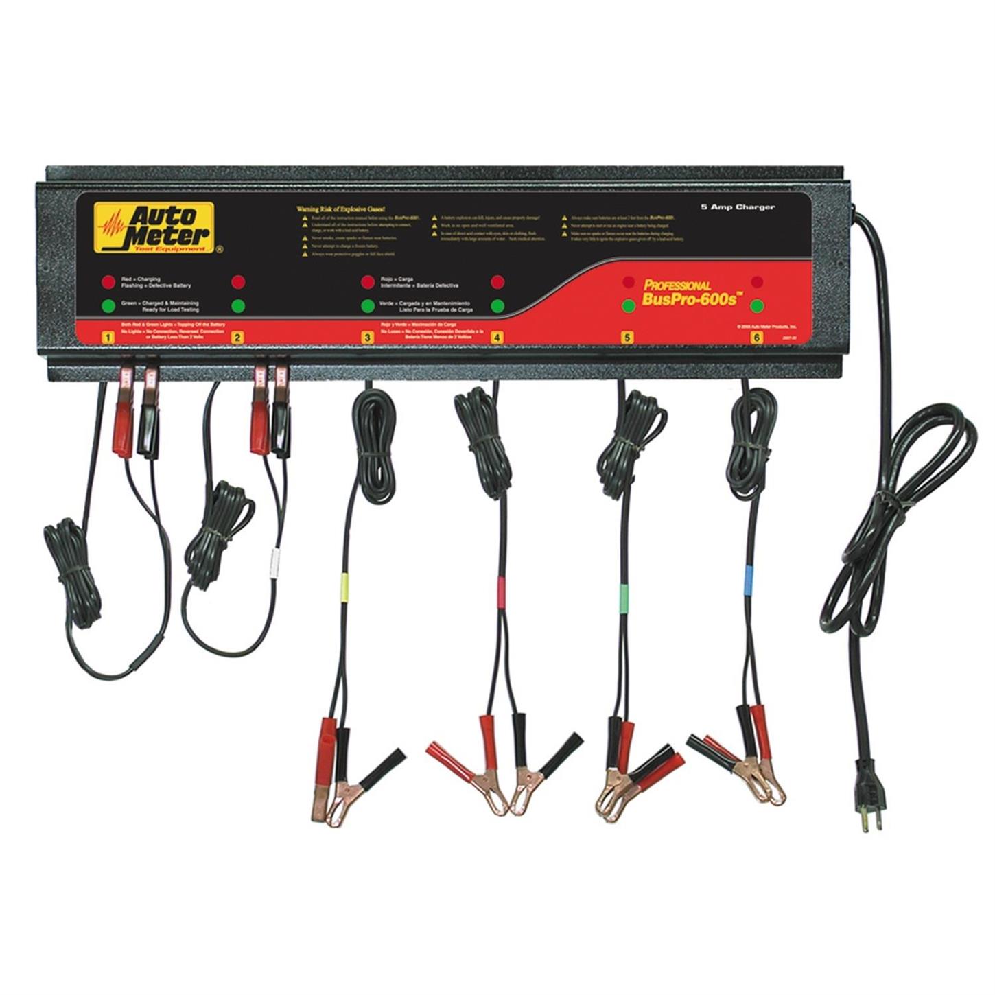 AutoMeter Smart Battery Charger 6 Channel 120V 5 Amp for Multiple Batteries (BUSPRO-600S)