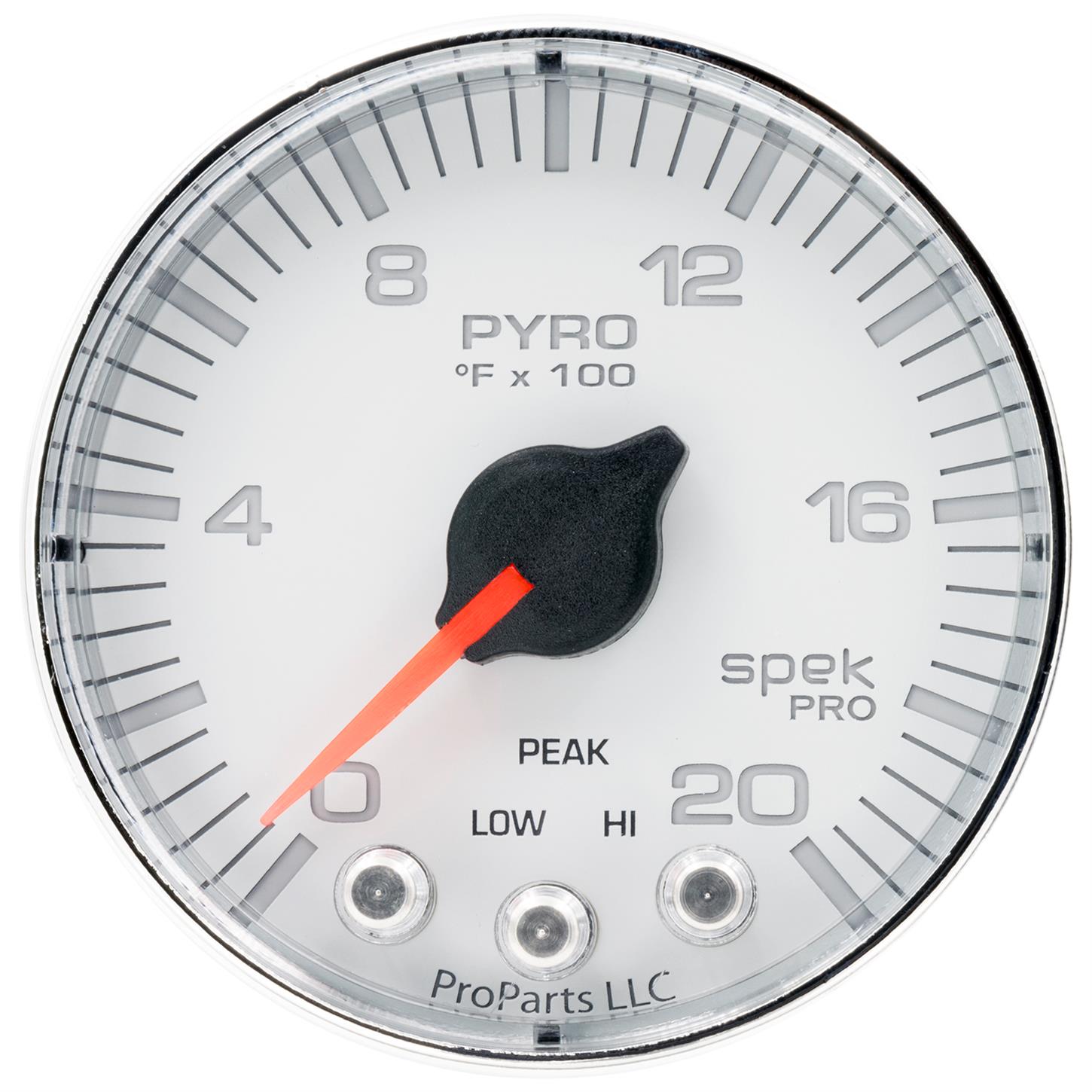 Auto Meter P310118 Gauge Pyrometer (EGT) (Spek-Pro 2 1/16", 2000?f, Stepper Motorwith Peak & Warn, Wht/Chrm, Spek-Pro)