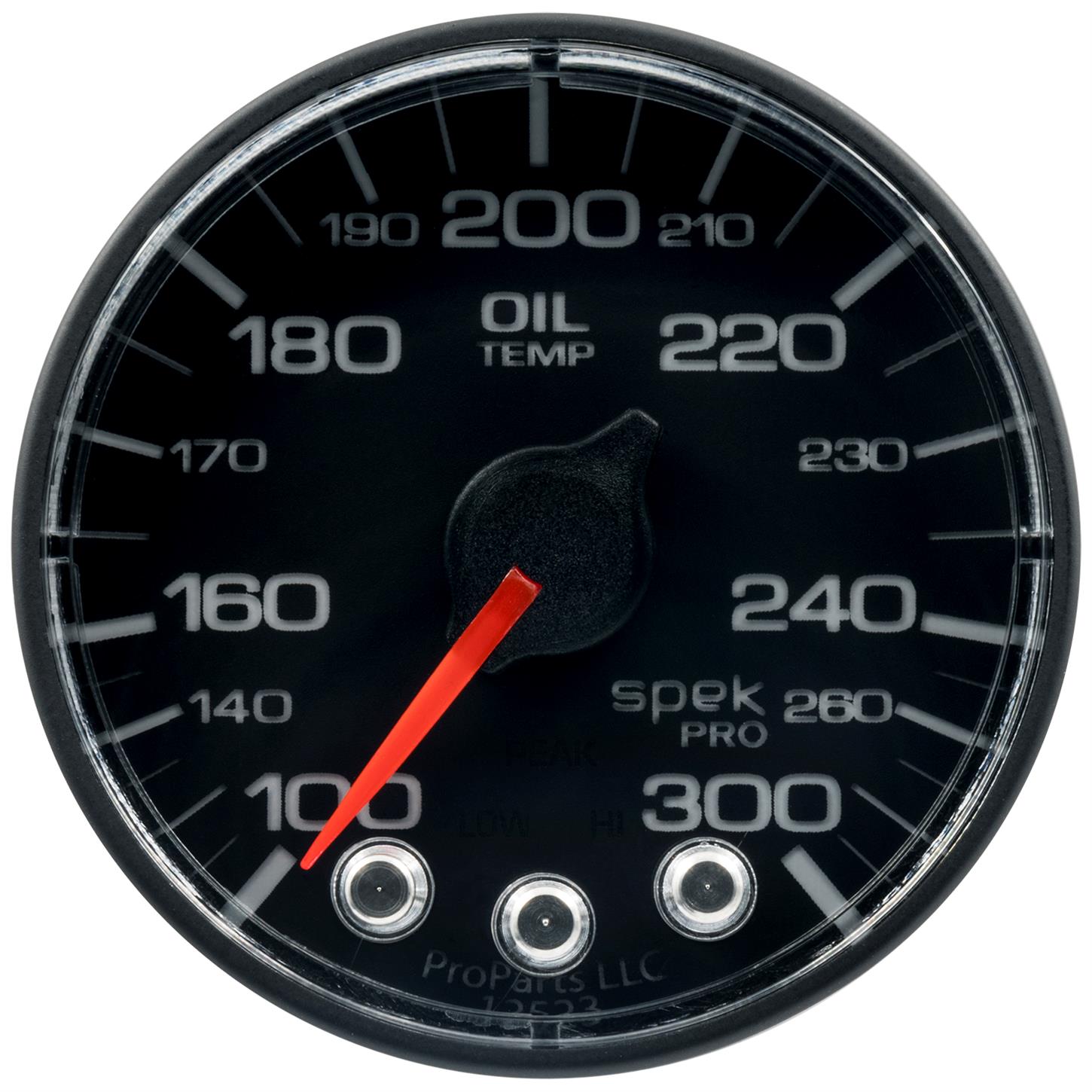AUTO METER P322324 Gauge Oil Temp (Spek-Pro 2 1/16", 300?f, Stepper Motorwith Peak & Warn, Blk/Blk, Spek-Pro, No O-Ring)