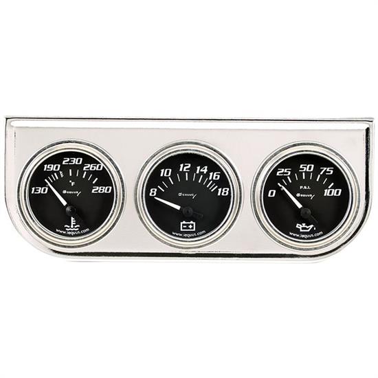 Equus E7200 7000 Series 2 Inch Chrome 3Gauge Set, OP/WT/Volt