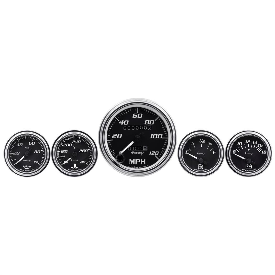 Equus E7500 7000 Series 5Gauge Set, 33/8 Inch Mech. Speedometer