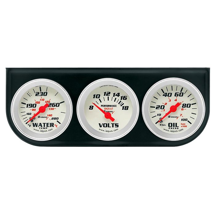Equus EQUE8200 2.0 in. dia. Triple Gauge Set with Black Panel