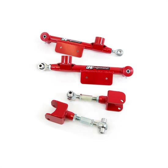 UMI 101517R 7998 Mustang Adjustable Rear Control Arms, Red