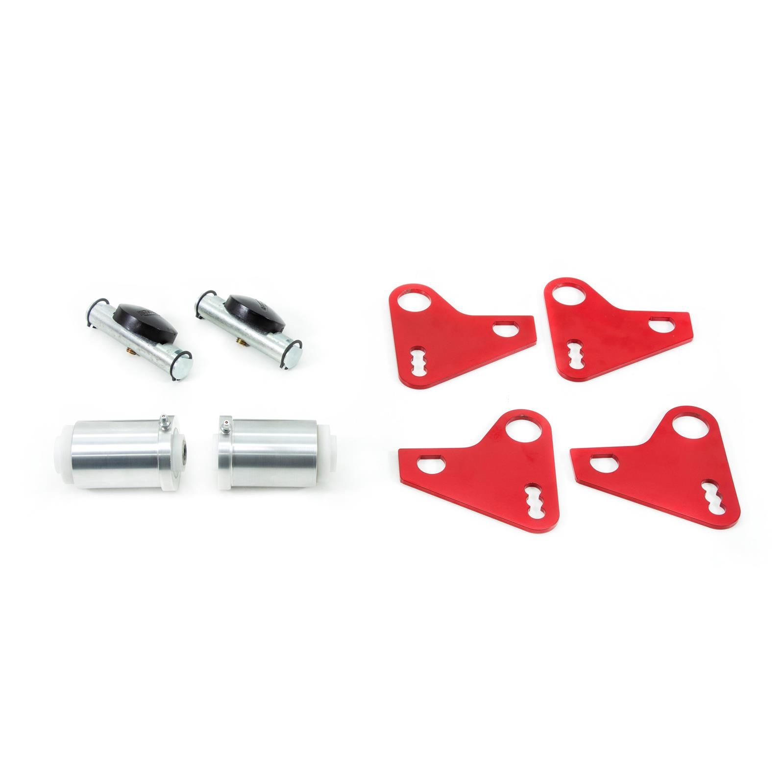 UMI 2628R 7081 FBody Leaf Spring Traction Bar Kit, Red