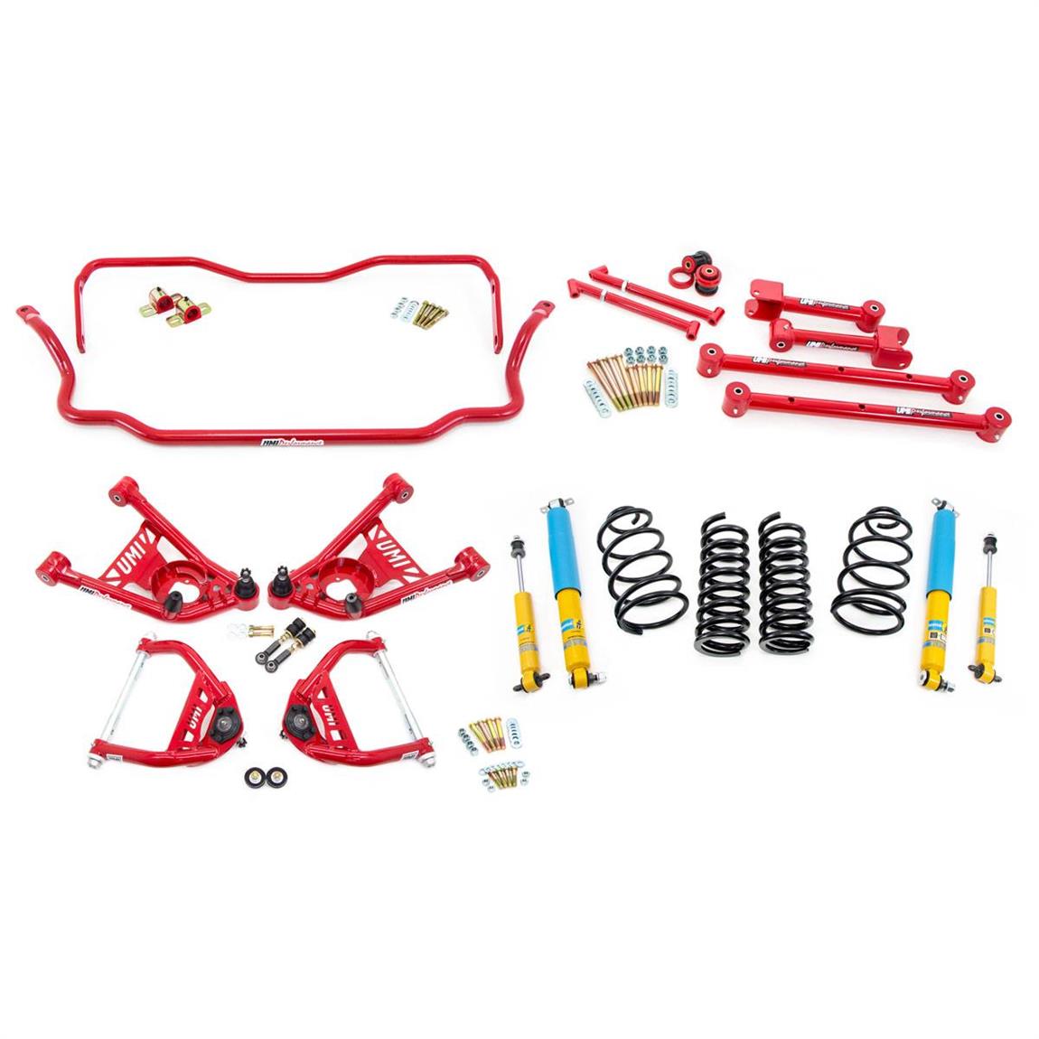 UMI ABF403-2-R 65-66 A-Body Stage 2 Kit, 2 Inch Lowering, Red