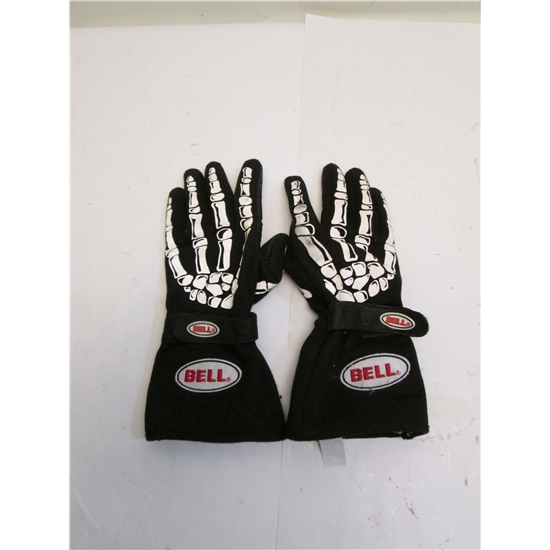 Garage Sale Bell Skeleton Racing Gloves, Black, Size XL