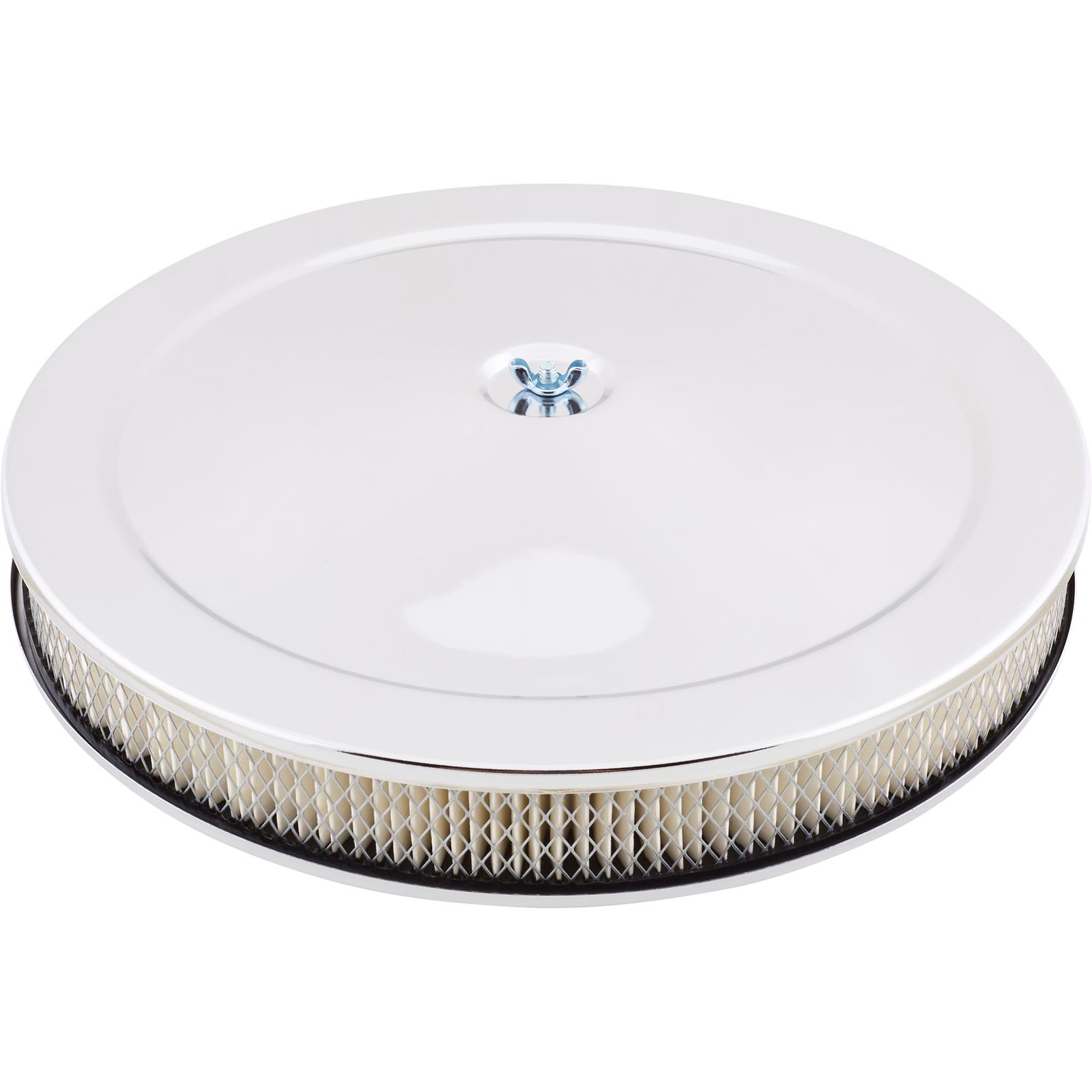 Chrome Deep Dish Performance Air Cleaner, 14 x 2 Inch, 4 Barrel Carb.