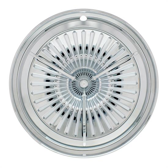 United Pacific C5056 14" Chrome Plated Polara Tribar Hubcap, Set