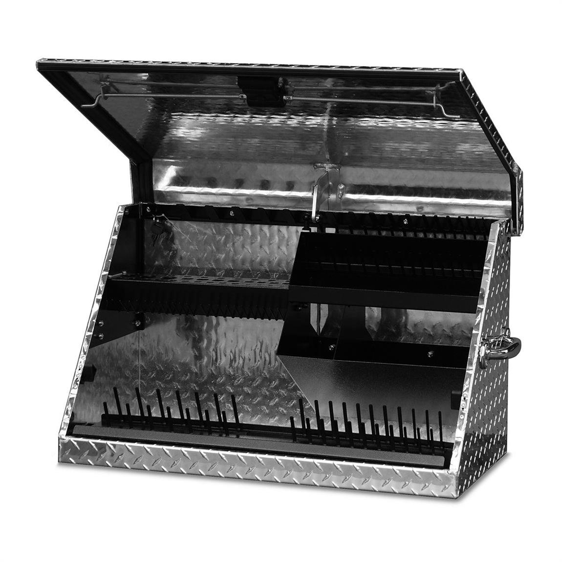 Triangular Top Chest, 0 Drawer, Silver, Aluminum, 31" W x 15-5/8" D x 18-1/4" H