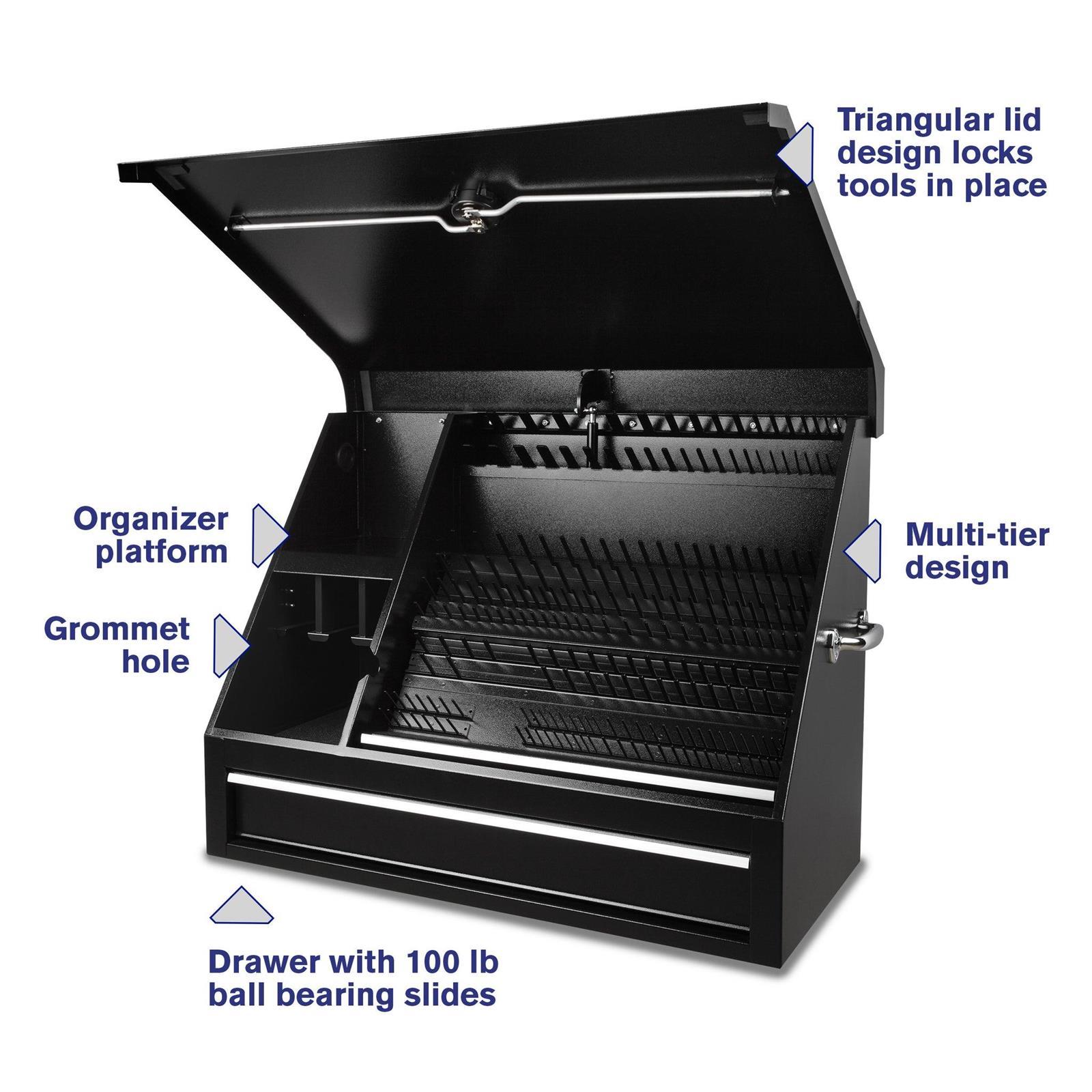 Montezuma SB360DB Shopbox Toolbox, 36 X 17 Inch, Steel, Black