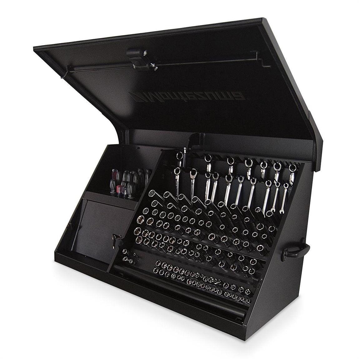 Montezuma DX411FB Triangle Toolbox, 41 X 18 In, Steel, Flat Black