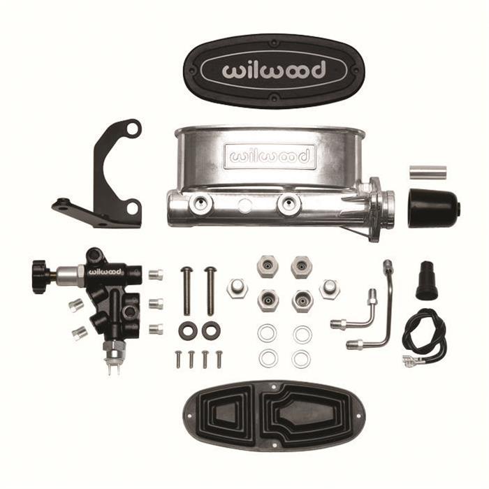 WLD261-13270-P 1.25 in. Bore Aluminum Tandem Master Cylinder Kit with Bracket & Proportioning Valve, Ball Burnished