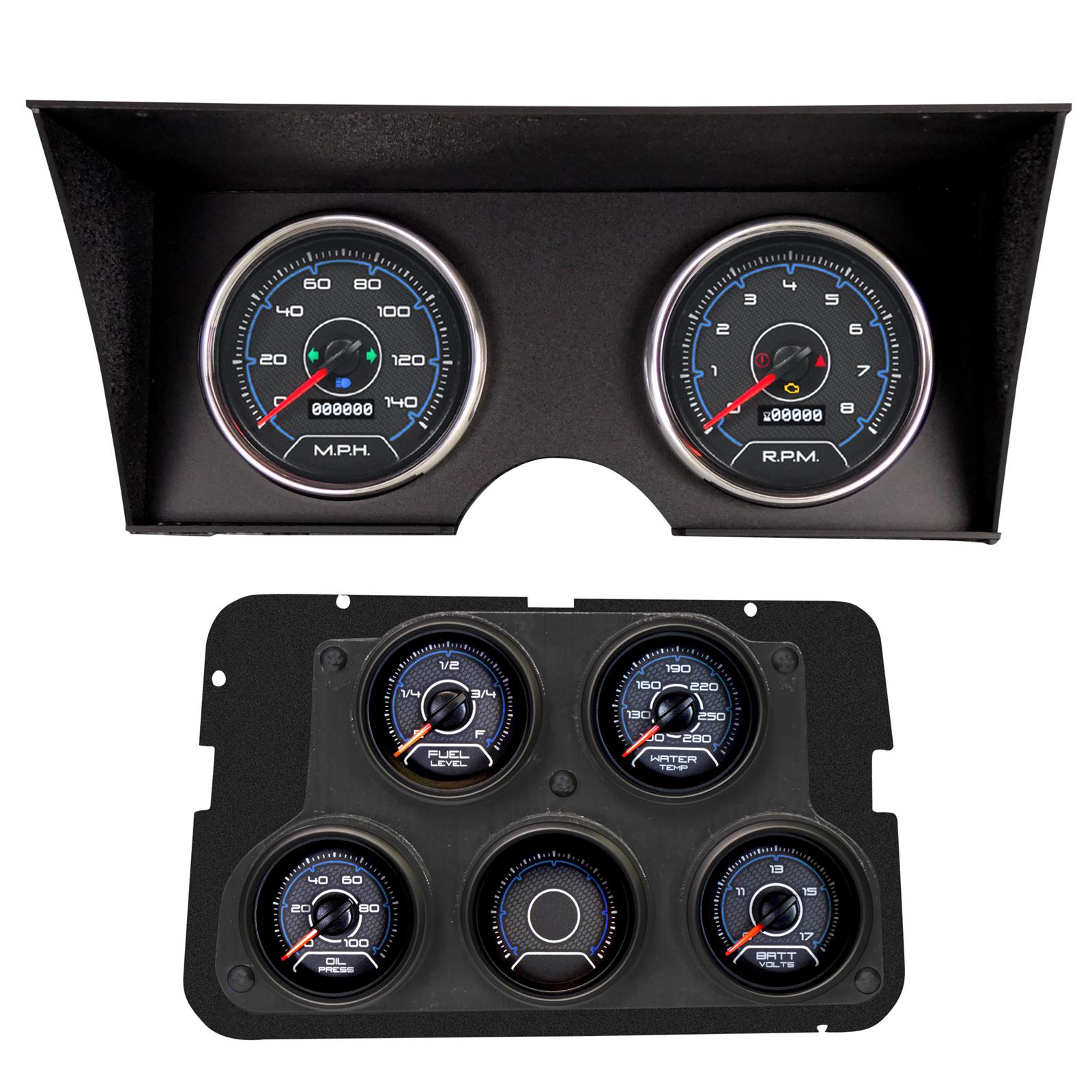 New Vintage USA 77211-05 CFR Gauges, 78-82 C3 Corvette, Blue