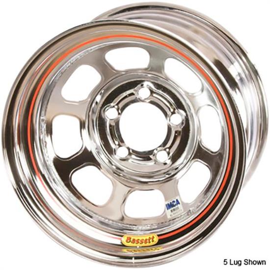 thumbnail image 2 of Bassett 15x7 DOT D-Hole Wheel - 4x100mm Bolt Pattern Black Racing Wheel With Valve Stems 2 of 4
