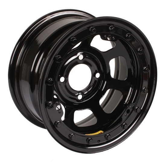 thumbnail image 2 of Bassett 15x7 DOT D-Hole Wheel - 4x100mm Bolt Pattern Black Racing Wheel With Valve Stems 2 of 4