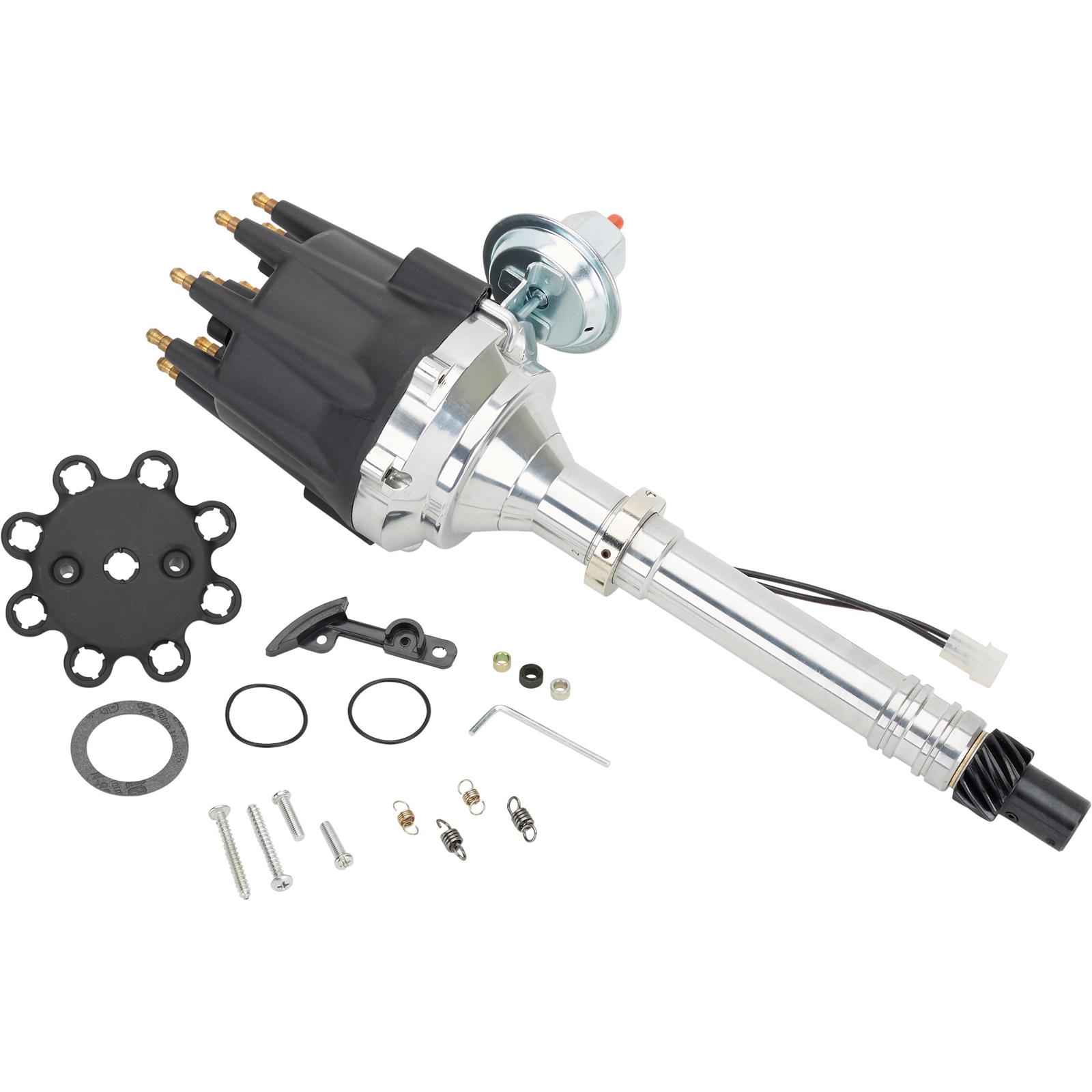 Pro Series Billet Distributor with Vacuum Advance, SBC/BBC, Black