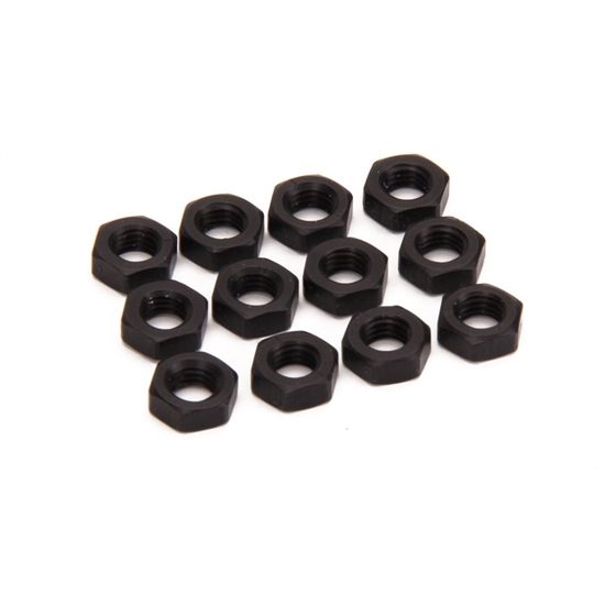 Black Aluminum Jam Nuts, 1/220 Thread, 12 Pack