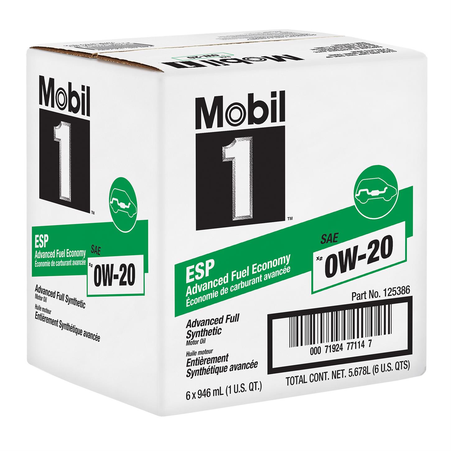 Mobil 1 ESP X2 Full Synthetic Motor Oil 0W-20, 1 Quart, Case