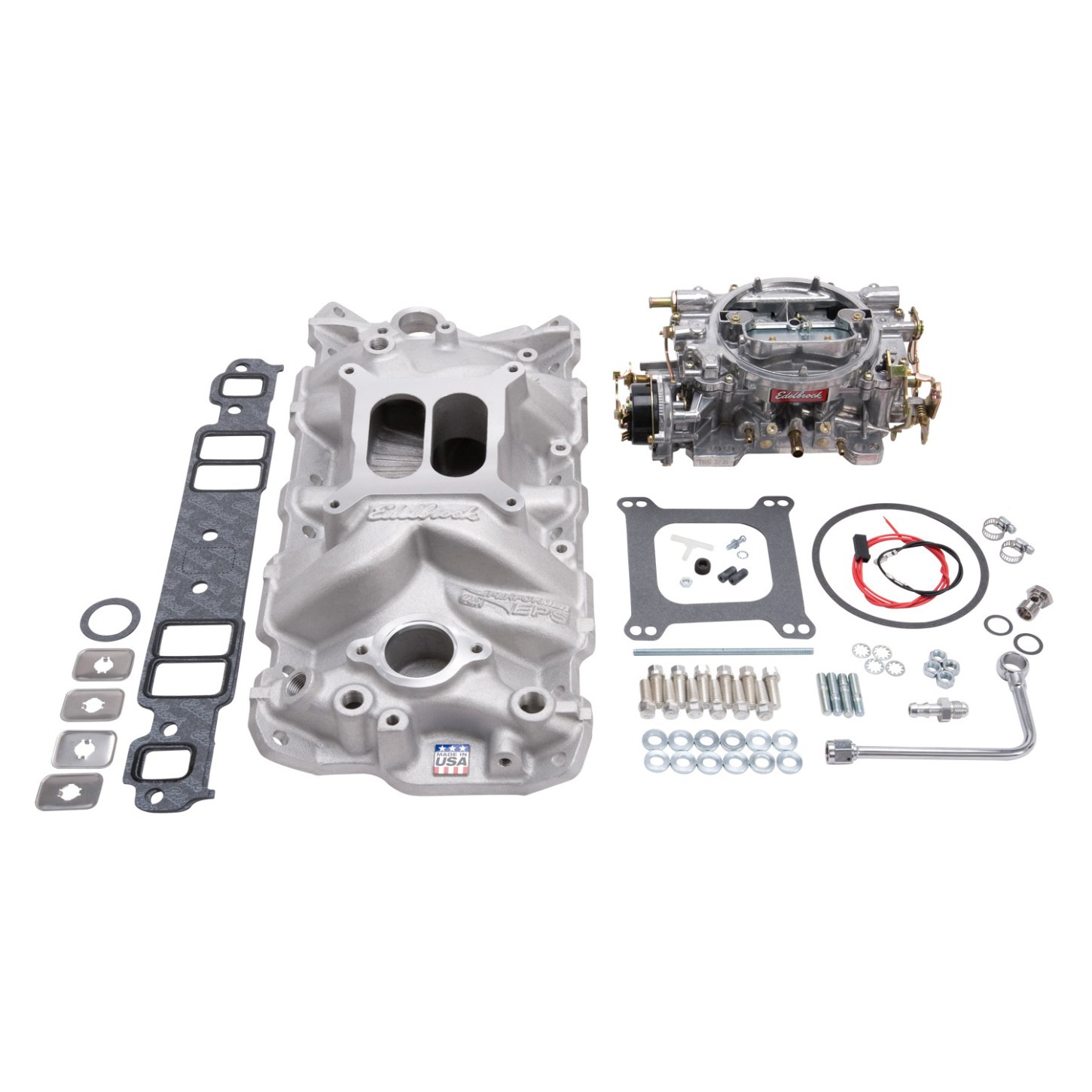 Edelbrock 2021 Single-Quad Intake Manifold/Carburetor Kit, Chevy