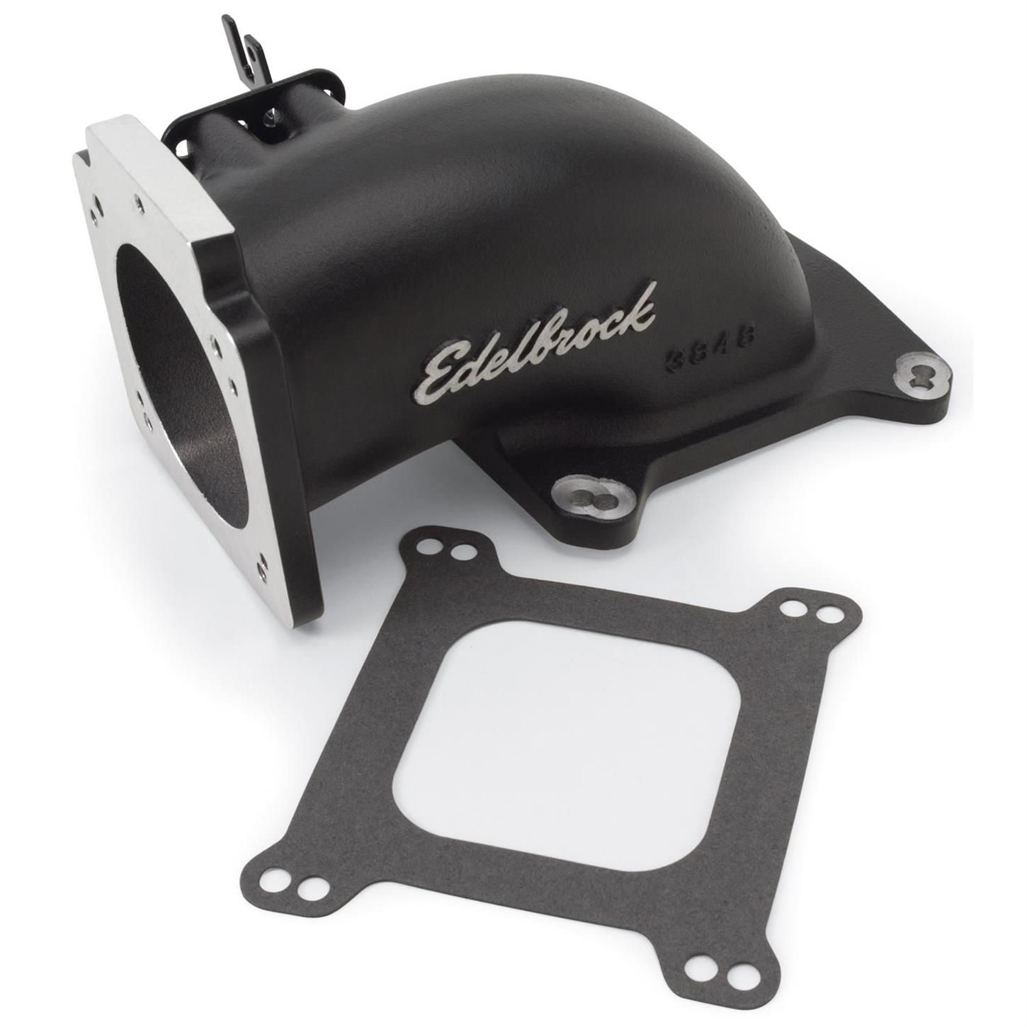Edelbrock 38483 Intake Elbow Throttle Body Adapter, Black, 90mm