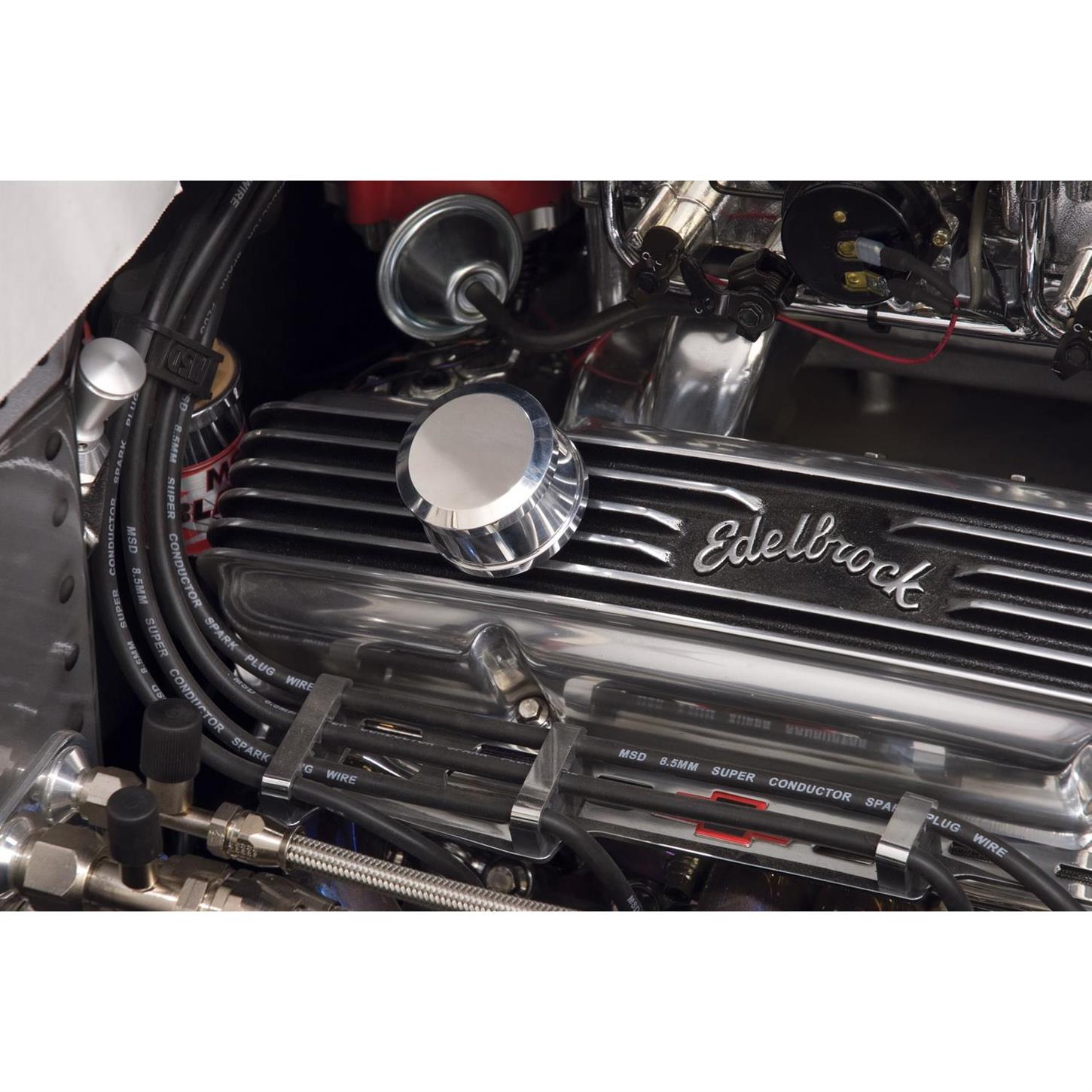 Edelbrock 42133 Billet Aluminum Valve Cover Oil Breather Cap, Round