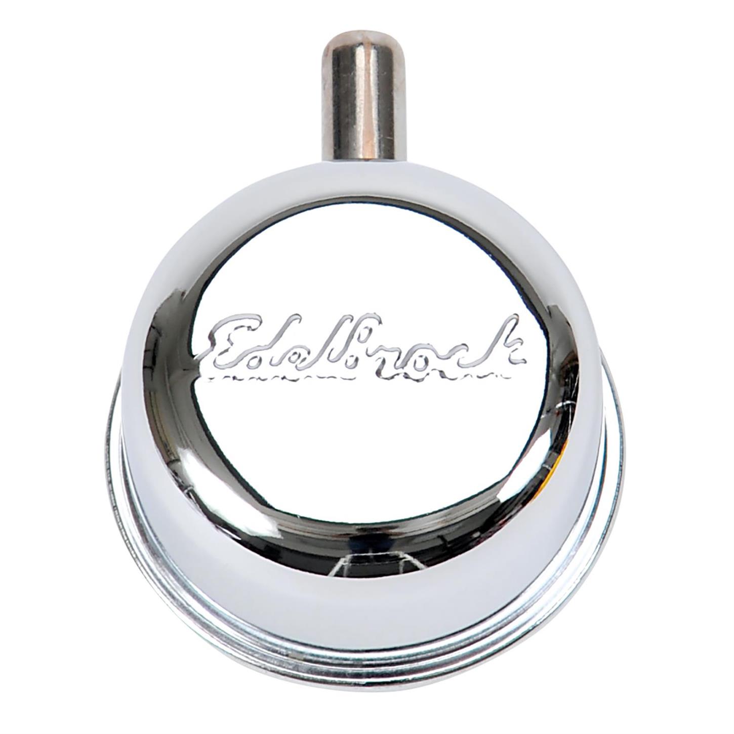 Edelbrock 4410 Oil Breather Cap, Round, Steel, Chrome, Push In 