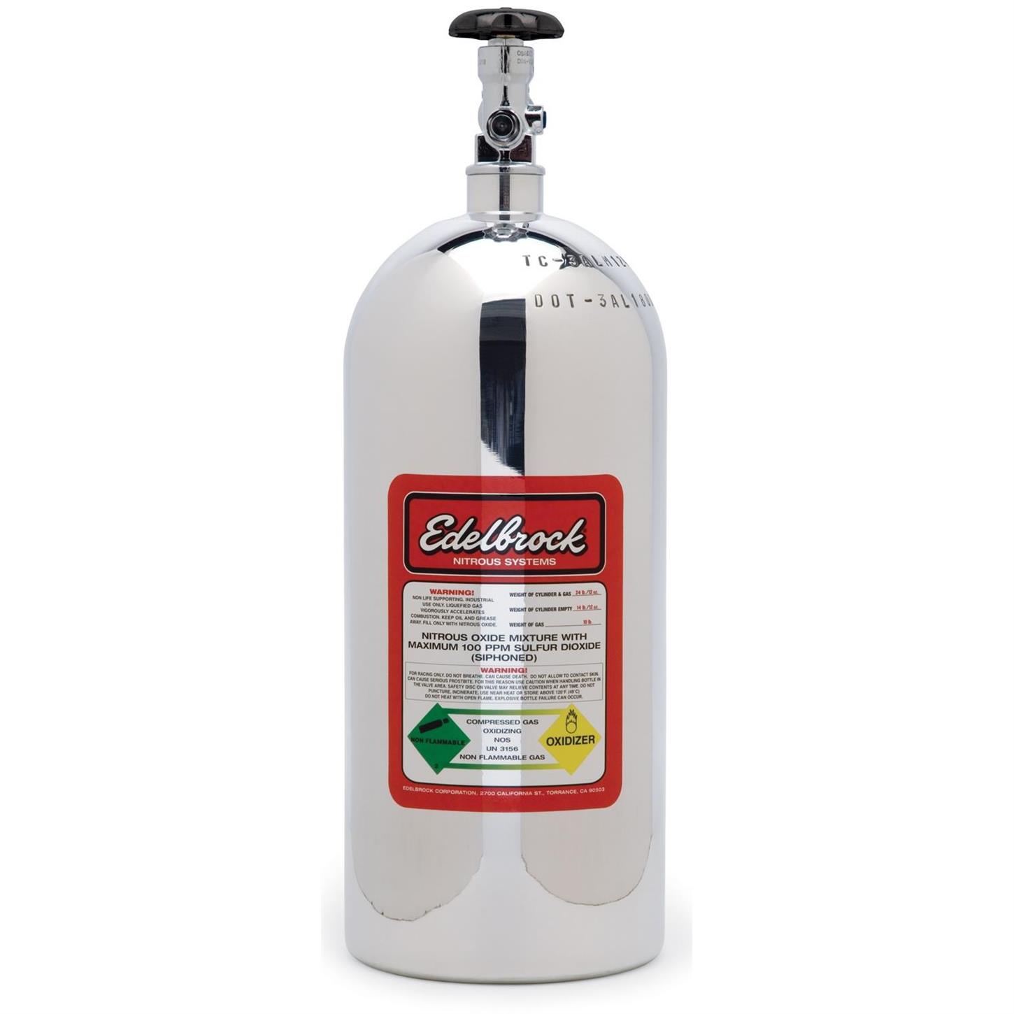 Edelbrock 72400 Nitrous System Nitrous Oxide Bottle, 10 Pounds