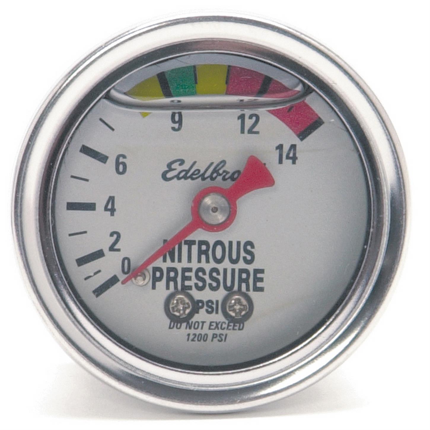 Edelbrock 73801 Nitrous System Fuel Pressure Gauge, 01,400 psi