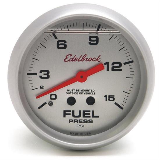 Edelbrock 73828 Nitrous System Fuel Pressure Gauge, 015 psi