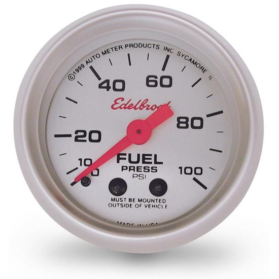 Edelbrock 73829 Nitrous System Fuel Pressure Gauge, 0100 psi
