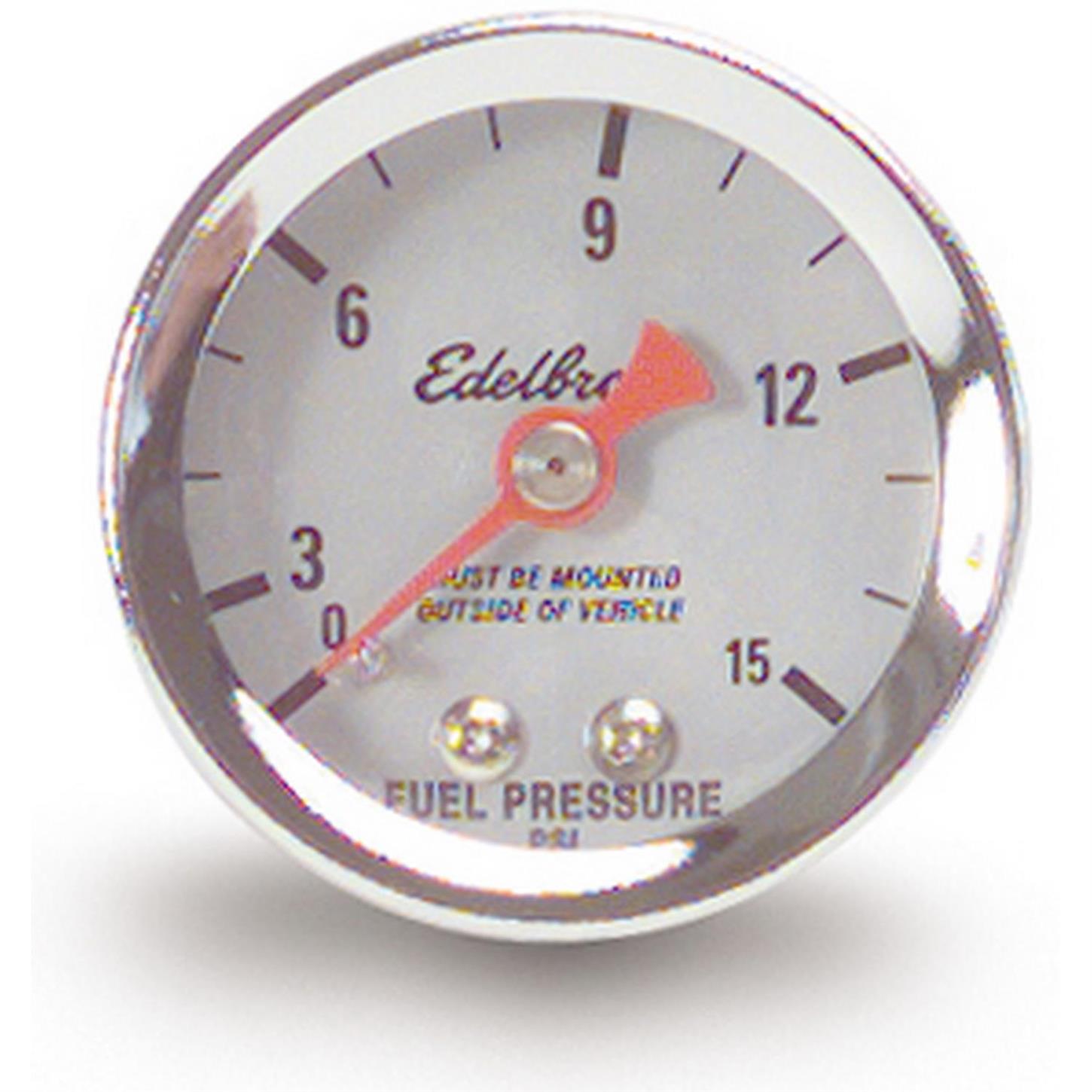 Edelbrock 73831 Nitrous System Fuel Pressure Gauge, 015 psi