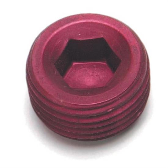 Edelbrock 76565 Pipe Plug Fitting, 1/4 In. NPT, Aluminum, Red Anodized