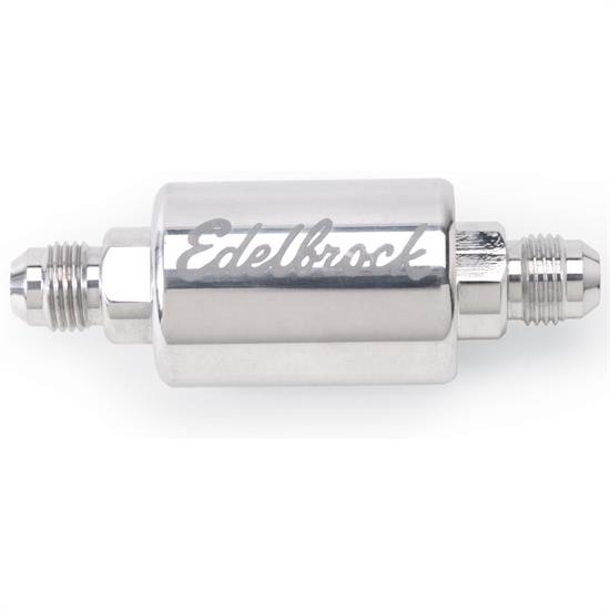 Edelbrock 8129 Inline Fuel Filter, Polished, Aluminum