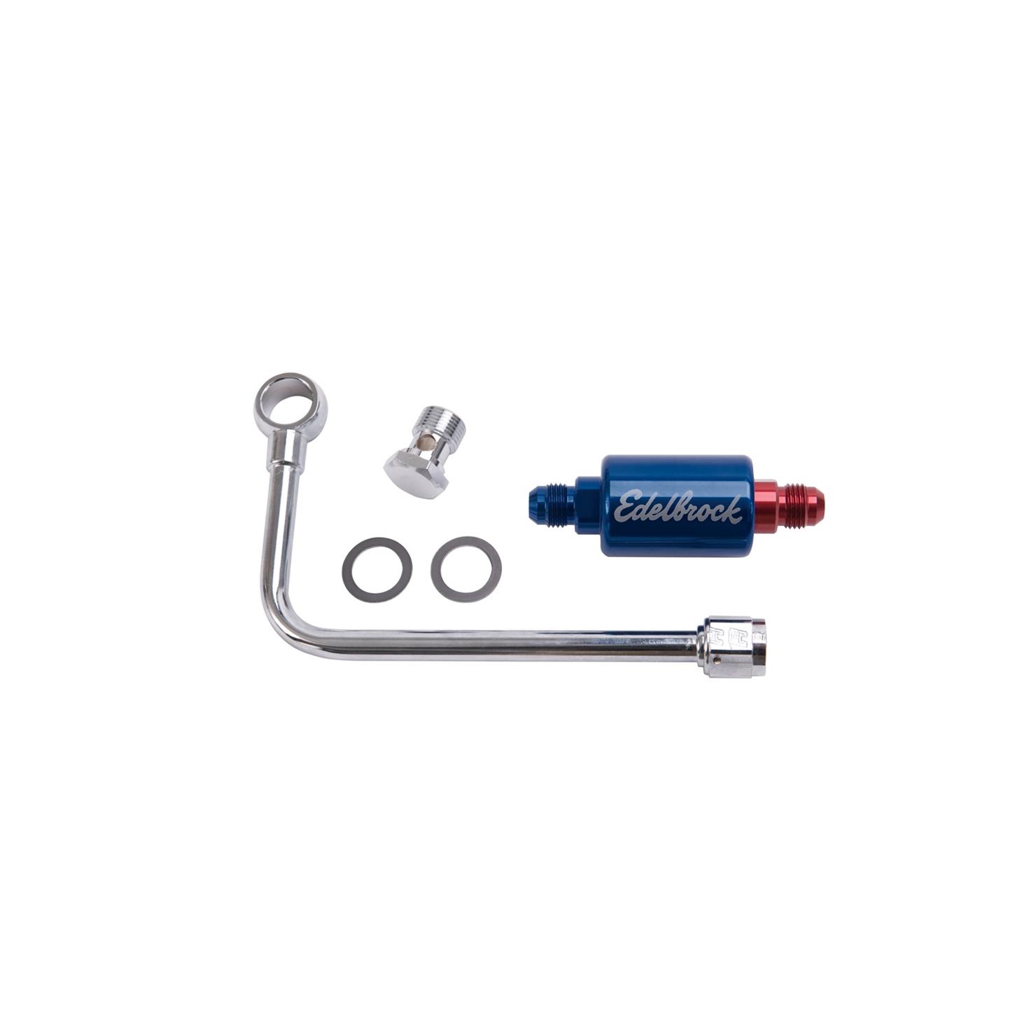Edelbrock 8134 Single-Feed Fuel Line/Filter Kit, -6 AN Male Inlet