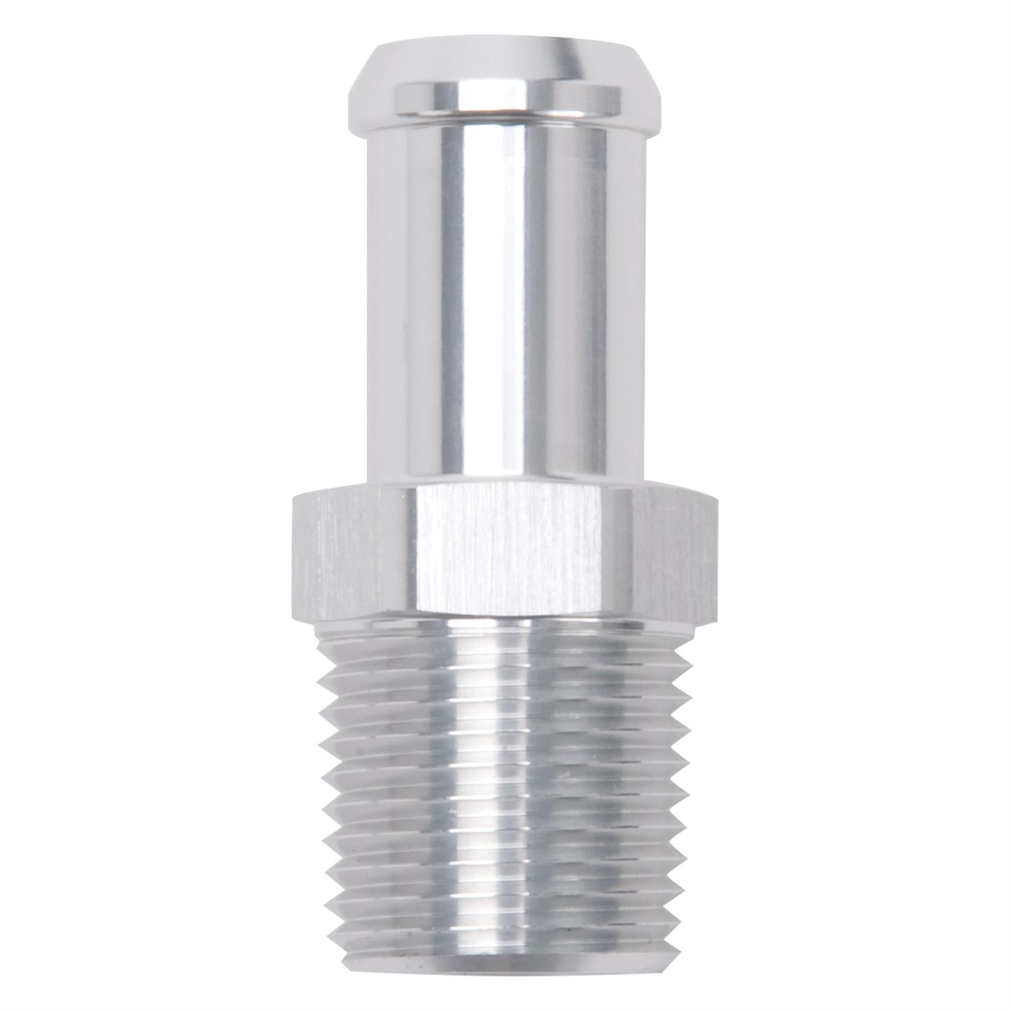 Edelbrock 8160 Pipe to Hose Barb Fitting, 5/8 to 1/2, Clear Anodized