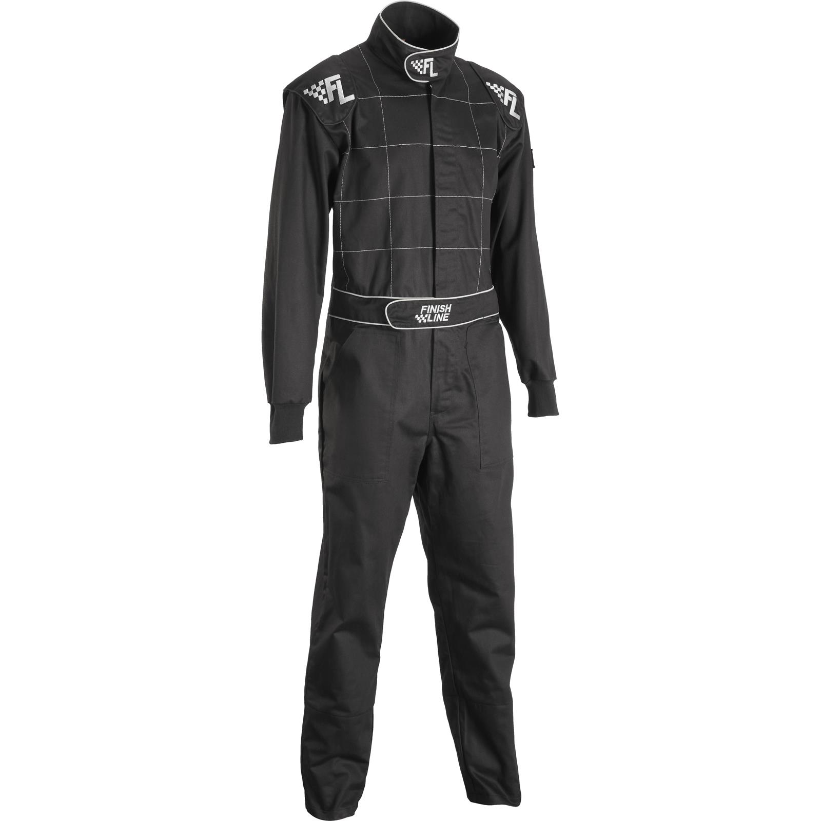 Finish Line Single-Layer SFI-1 One-Piece Racing Suit, Black Large