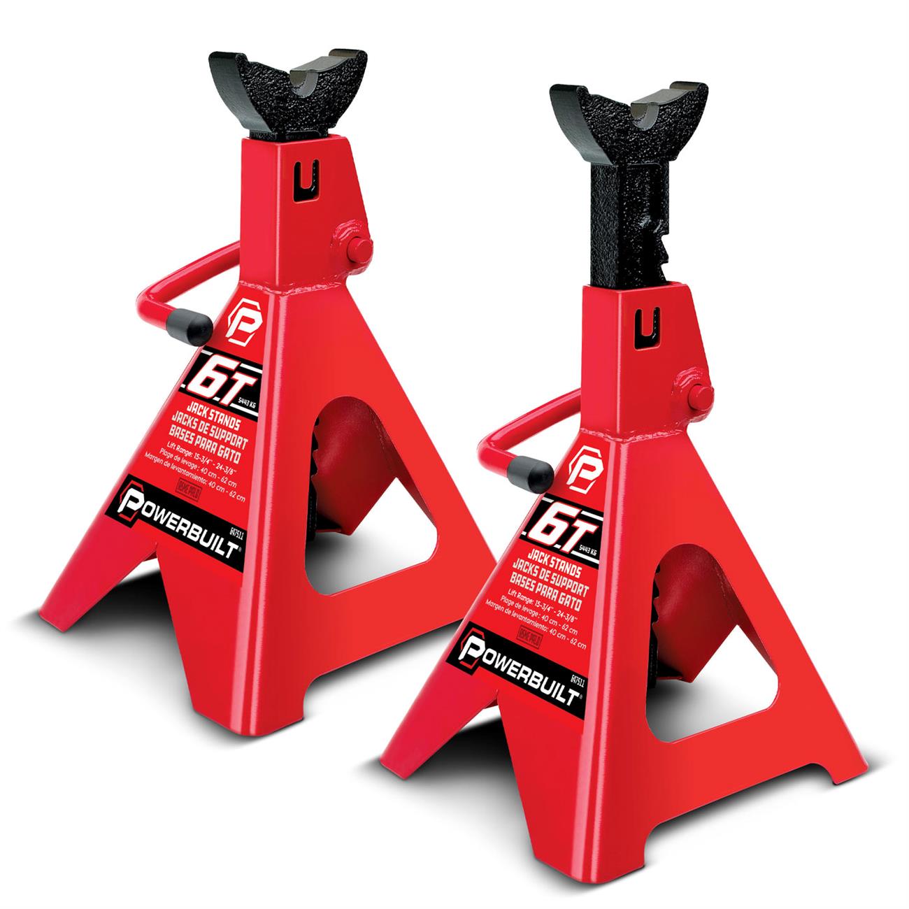 Powerbuilt 647511 Jackstands, 6 Ton, Heavy Duty Steel