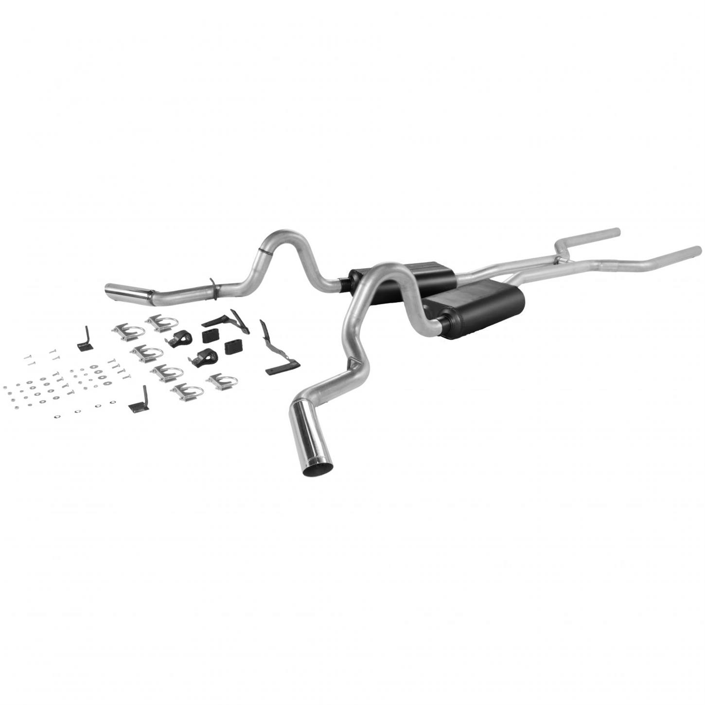 FLO17120 2.5 in. Tailpipe American Thunder Header-Back Exhaust System for GM A-Body - Aluminized