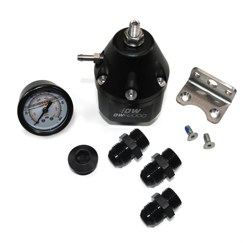 6-2000-FRB-108 DWR2000 AFPR Plus Pressure Gauge Plus 10AN & 8AN Fittings - Anodized Black