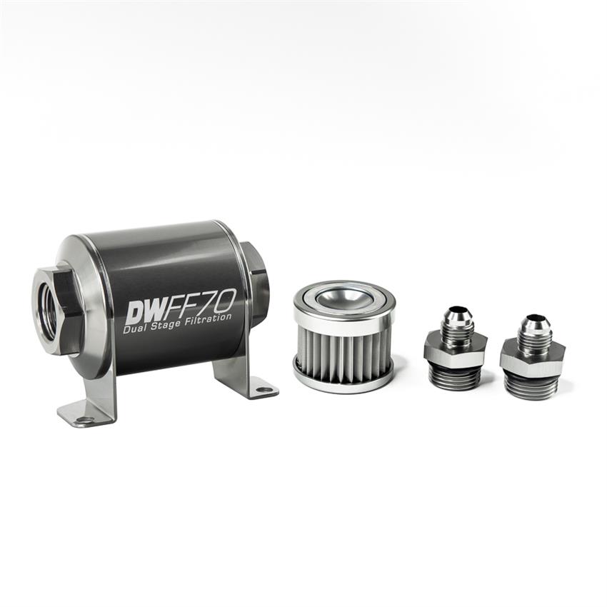 8-03-070-005K-6 6AN 5 Micron Stainless Steel Universal Inline Fuel Filter Housing Kit