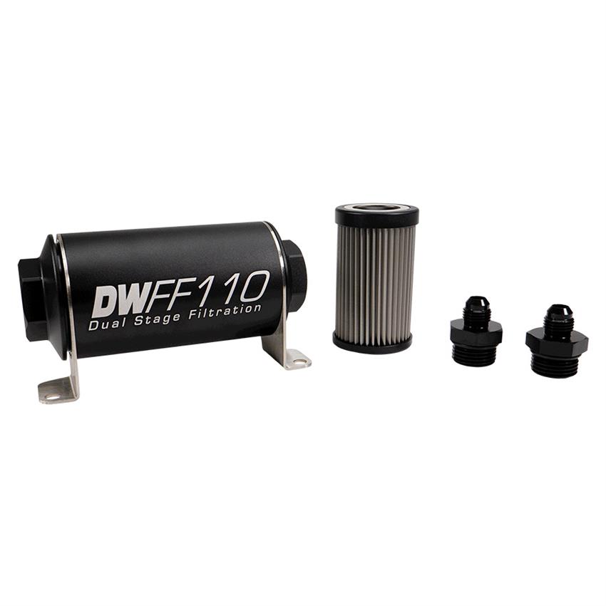 8-03-110-005K-6 110 mm Stainless Steel 6AN 5 Micron Universal Inline Fuel Filter Housing Kit