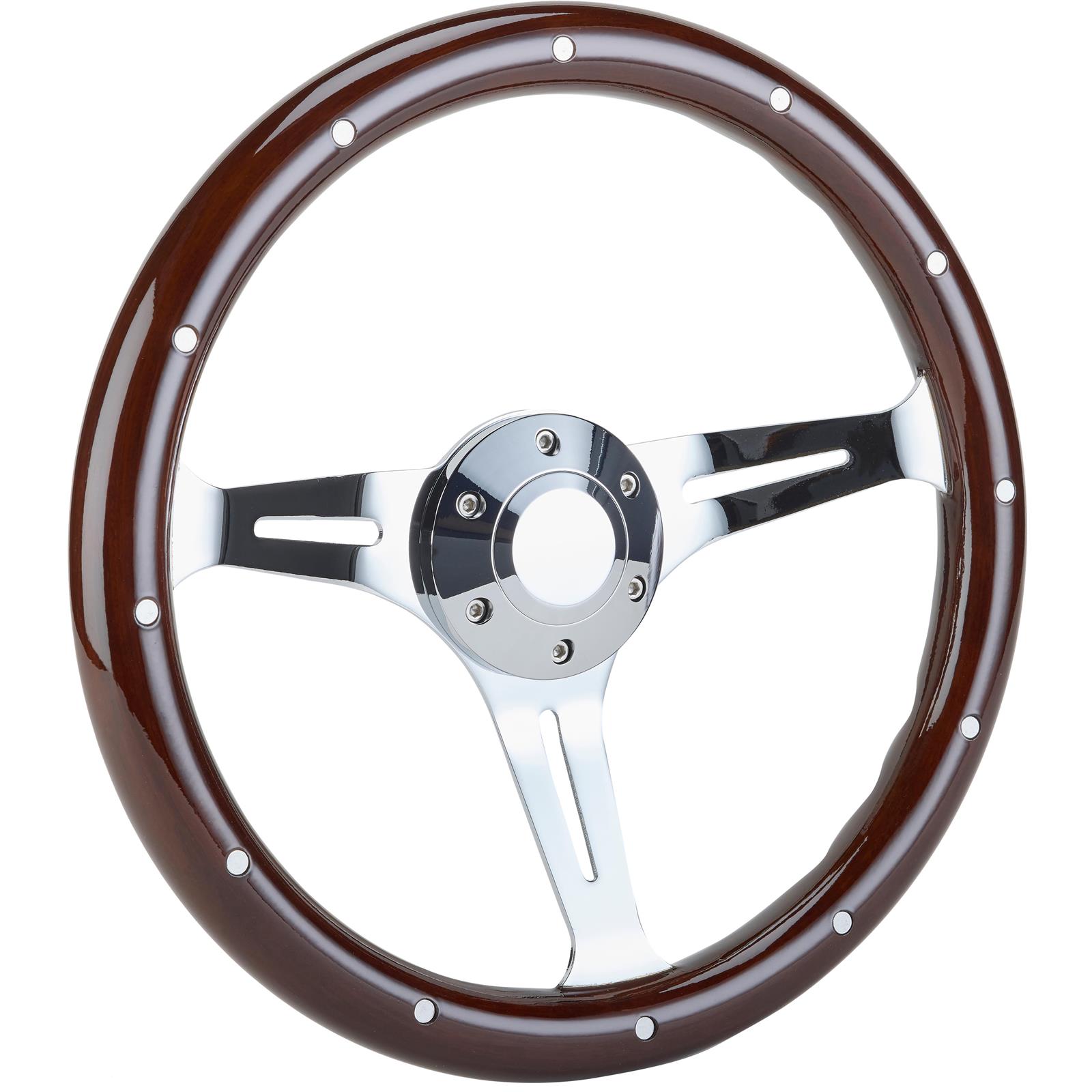 Forever Sharp 401CH-DWA,HC6 14 In Chrome Dark Euro Steering Wheel