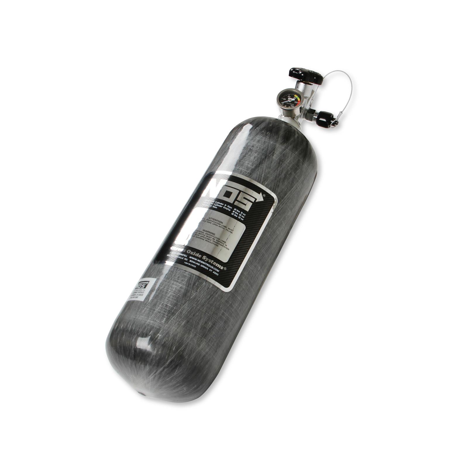NOS 14748NOS Hi-Flow Carbon Fiber Wrapped Nitrous Bottle, 12.8 Pound
