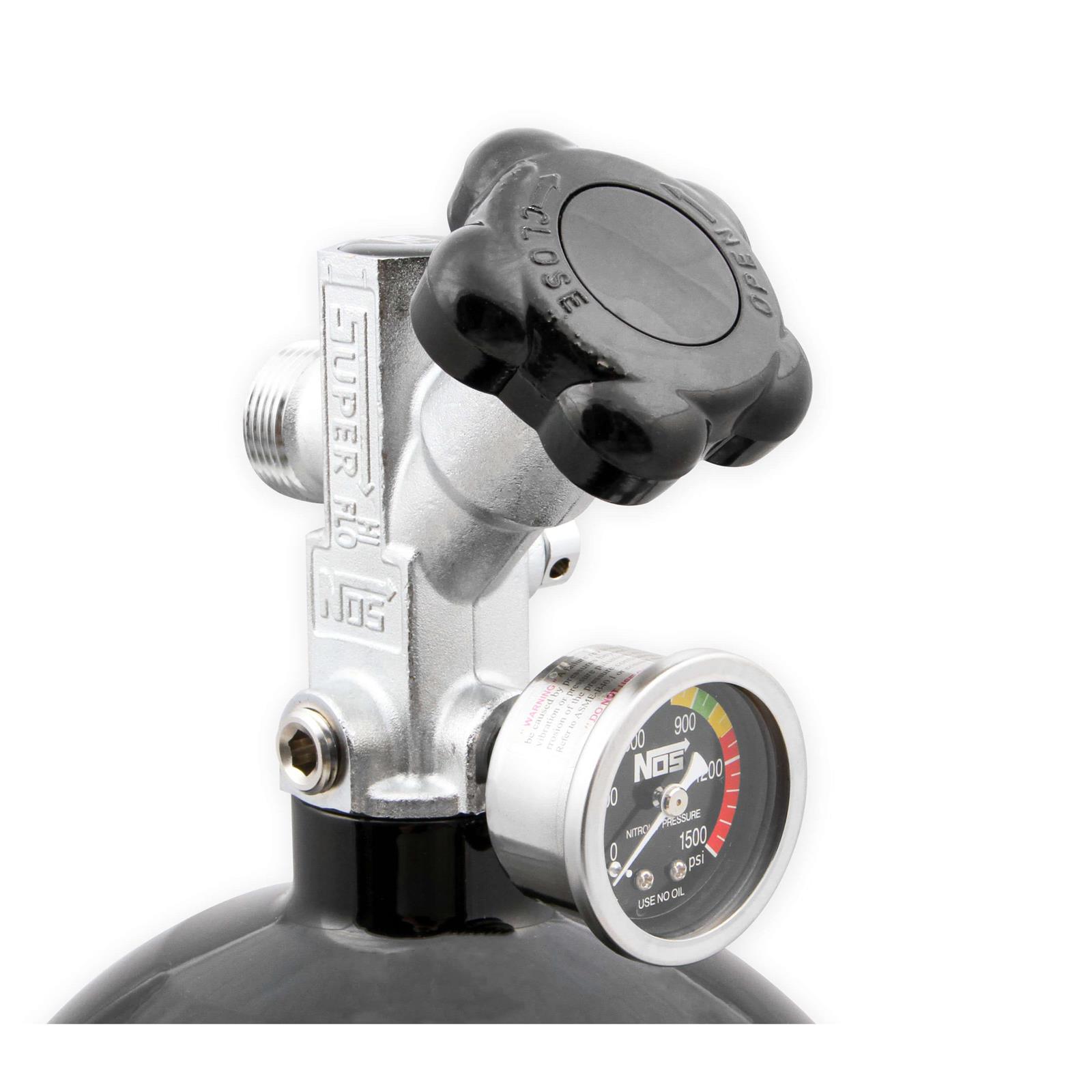 NOS 14750BNOS Nitrous Bottle, 15 Pound, with Gauge, Black