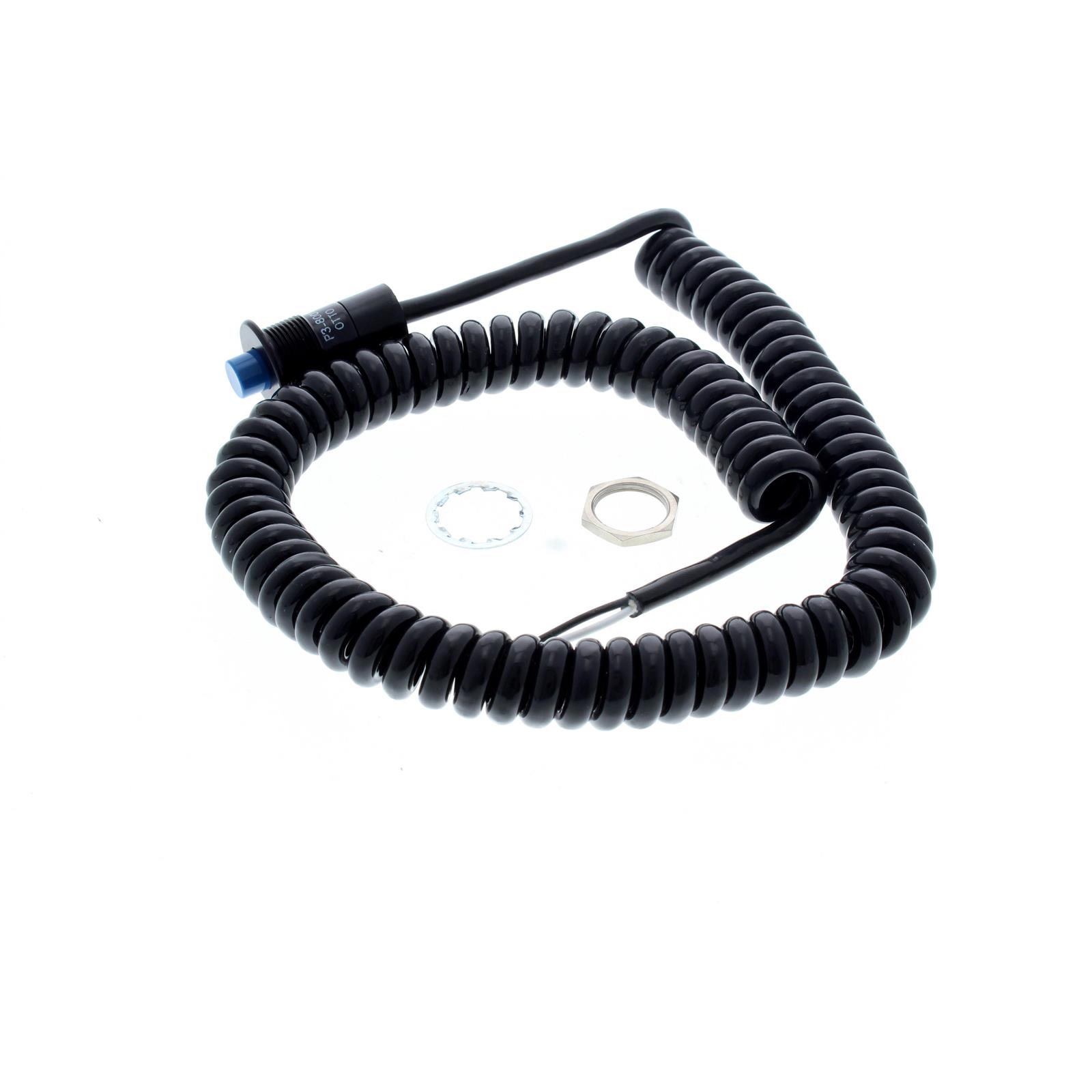 NOS15651 10 Amp 12V Waterproof Spiral Cord Push Button Switch with 0.625 in. Bulkhead Mount - Black