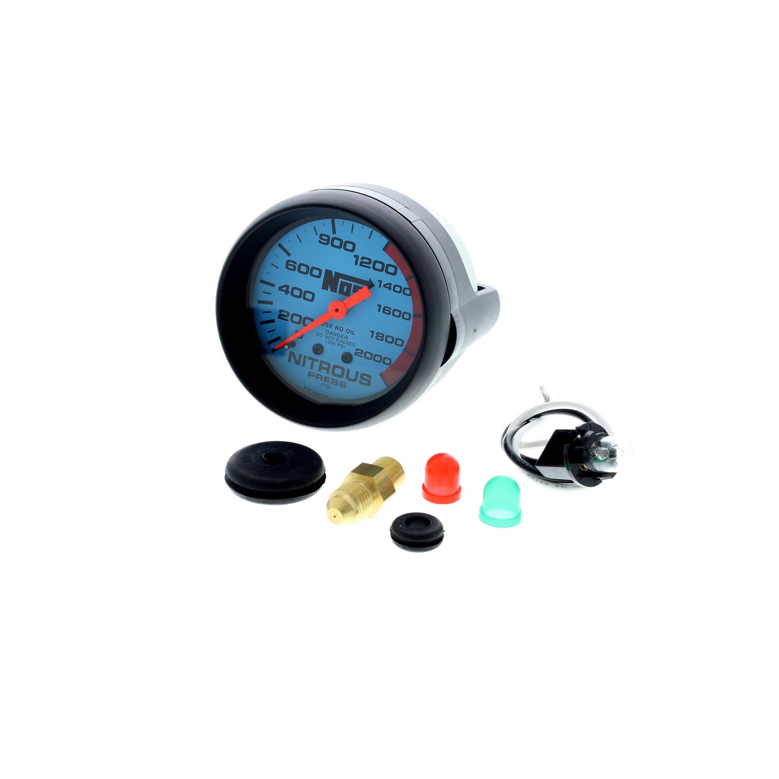 NOS 15911NOS Nitrous Pressure Gauge, 02000 PSI, w/Blue Face