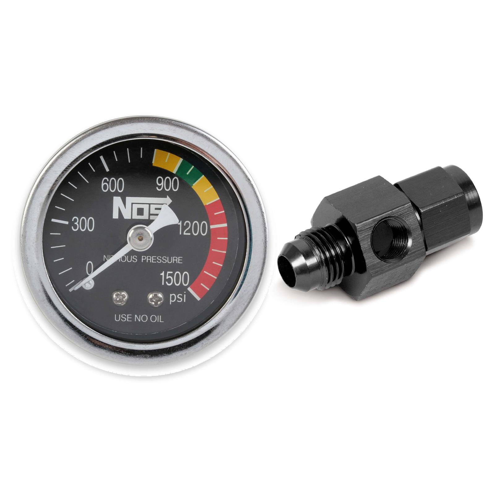 NOS 15935NOS Nitrous Gauge with 6 AN Adapter, 11/2 Inch, Black