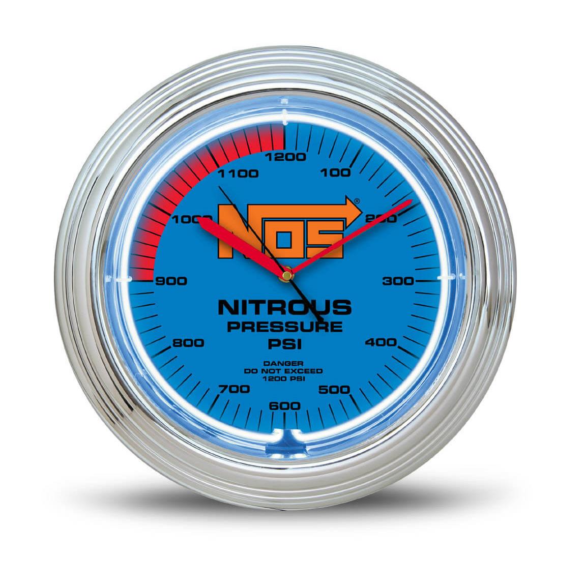 NOS 19352NOS 100-1200 Pressure Gauge 10 Inch Blue Neon Wall Clock